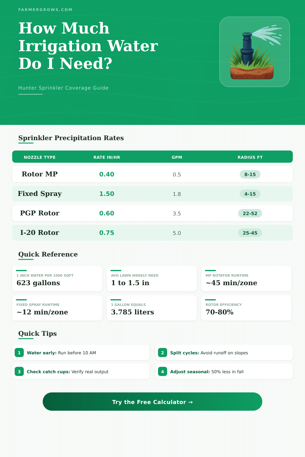 Hunter Irrigation Calculator: How Much Water Do I Need?
