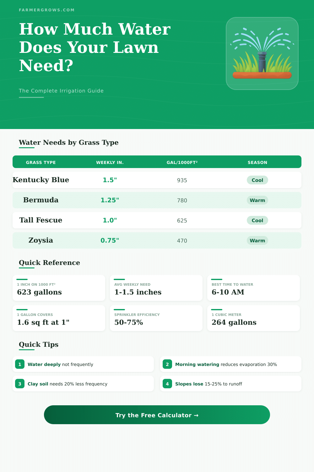 Lawn Irrigation Calculator: How Much Water Do I Need?