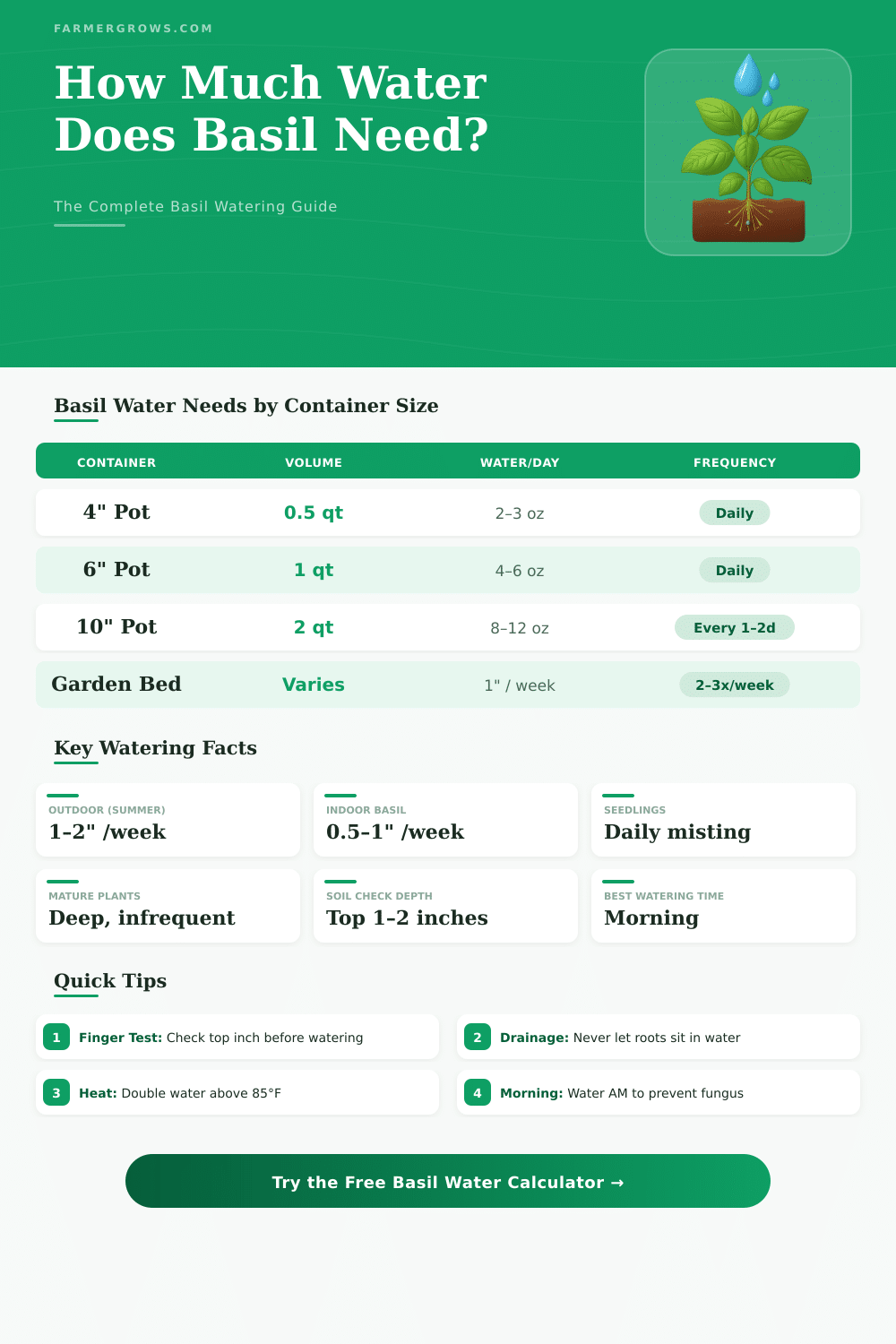 Basil Plant Water Calculator: How Much Water Does Basil Need?