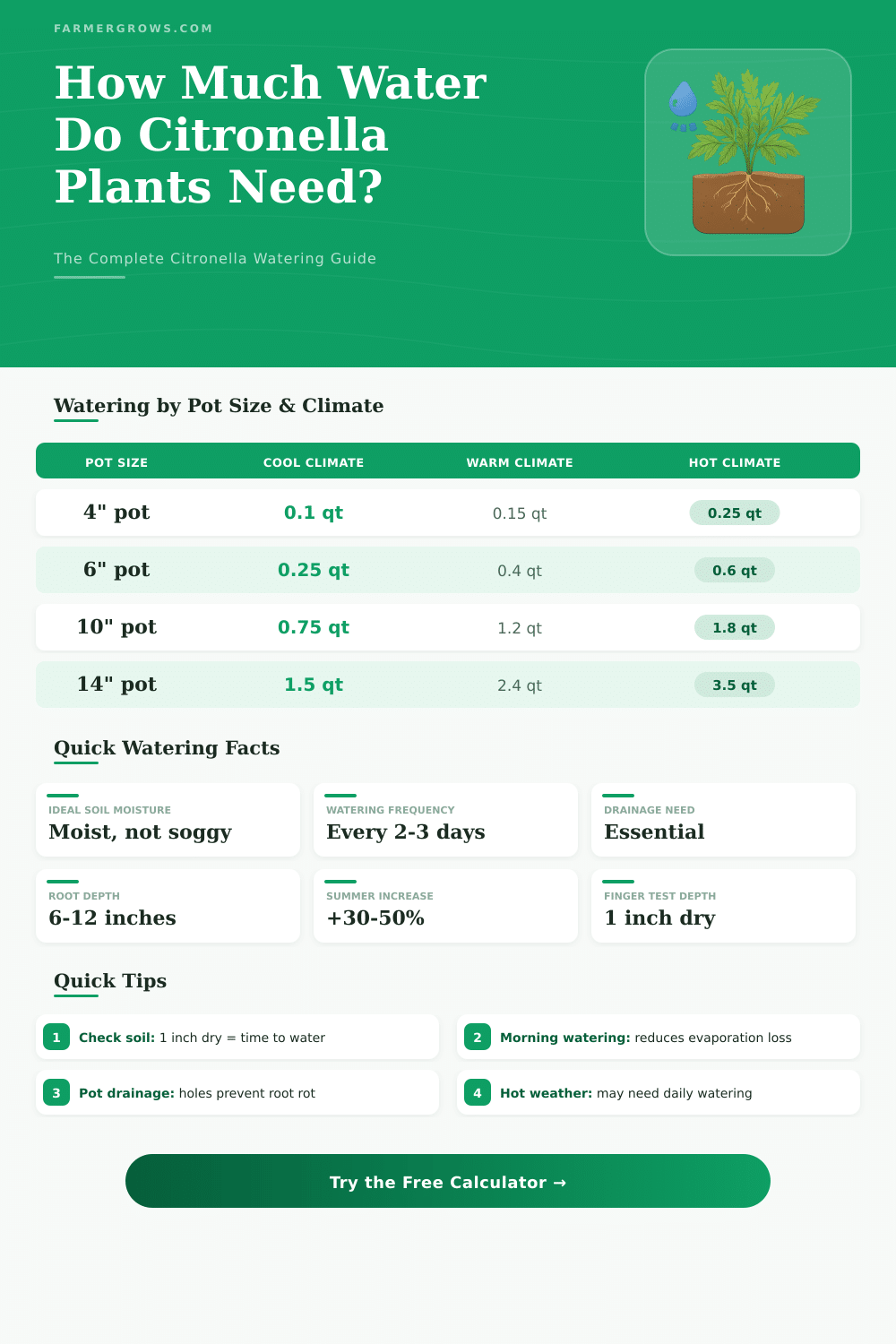 Citronella Plant Water Calculator: How Much Water Do They Need?