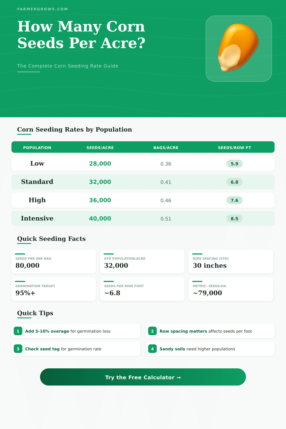 Corn Seed Per Acre Calculator: How Many Seeds Do I Need?