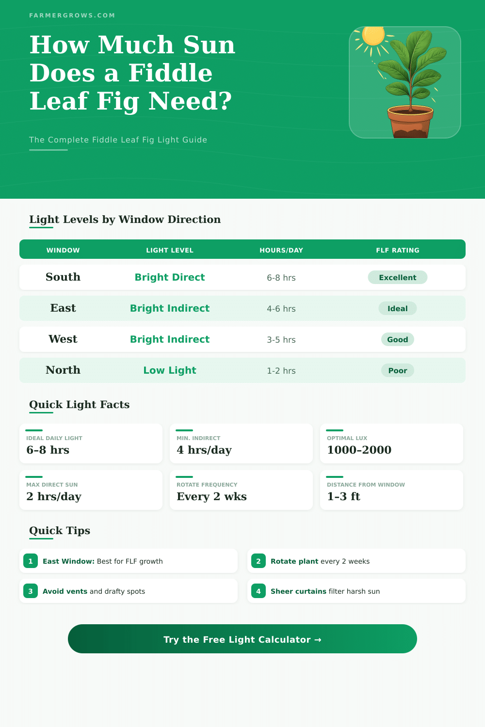 Fiddle Leaf Fig Light Calculator: How Much Sun Does It Need?