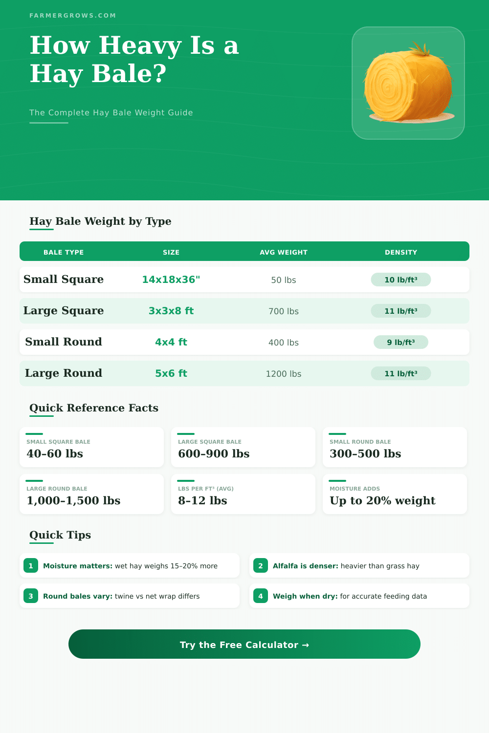 Hay Bale Weight Calculator: How Heavy Is My Bale?