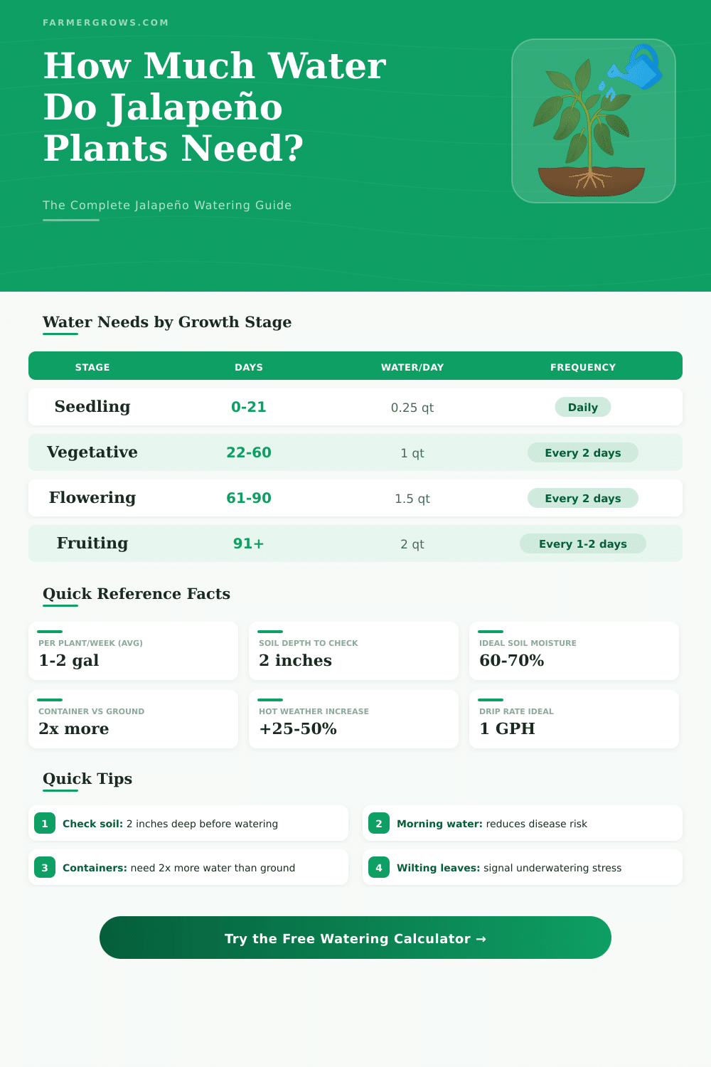 Jalapeño Plant Water Calculator: How Much Water Do I Need?