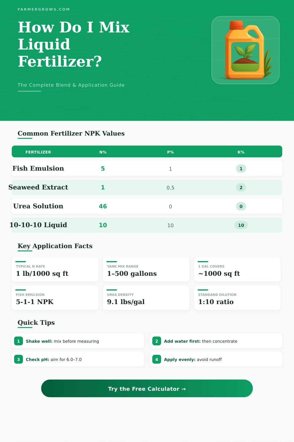 Liquid Fertilizer Blend Calculator: Mix Your Perfect Formula