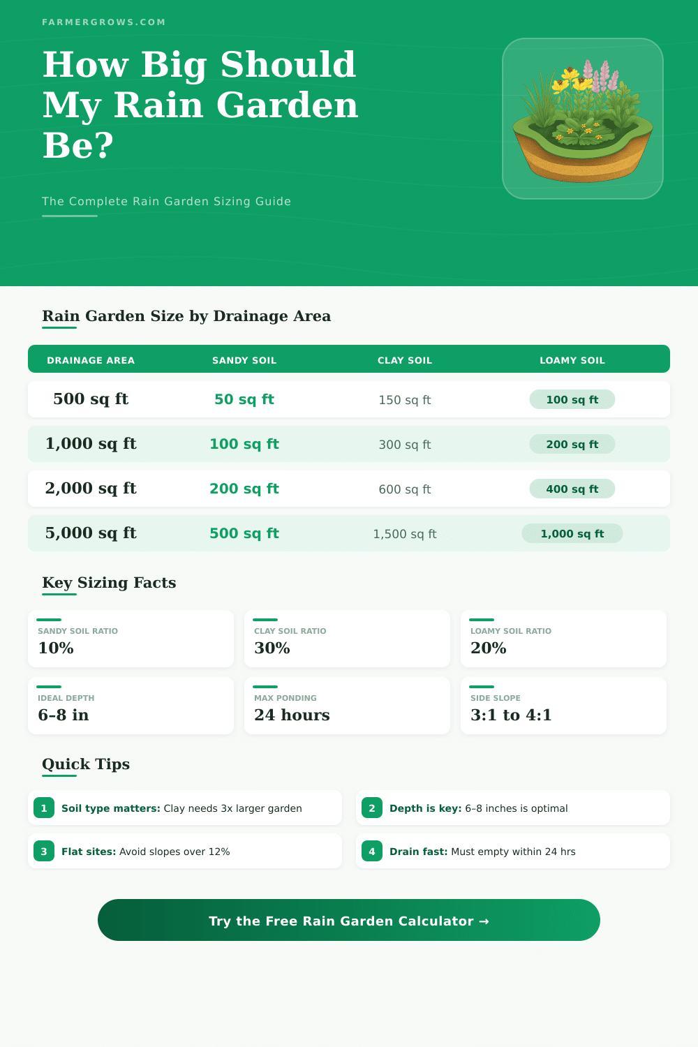 Rain Garden Size Calculator: How Big Should Mine Be?