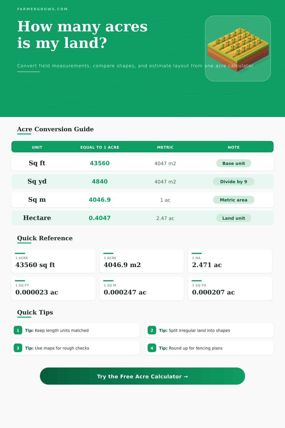 Acre Calculator for Land, Field, and Plot Size