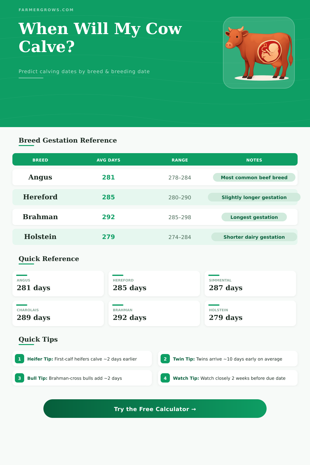 Cattle Gestation Calculator – Predict Calving Dates