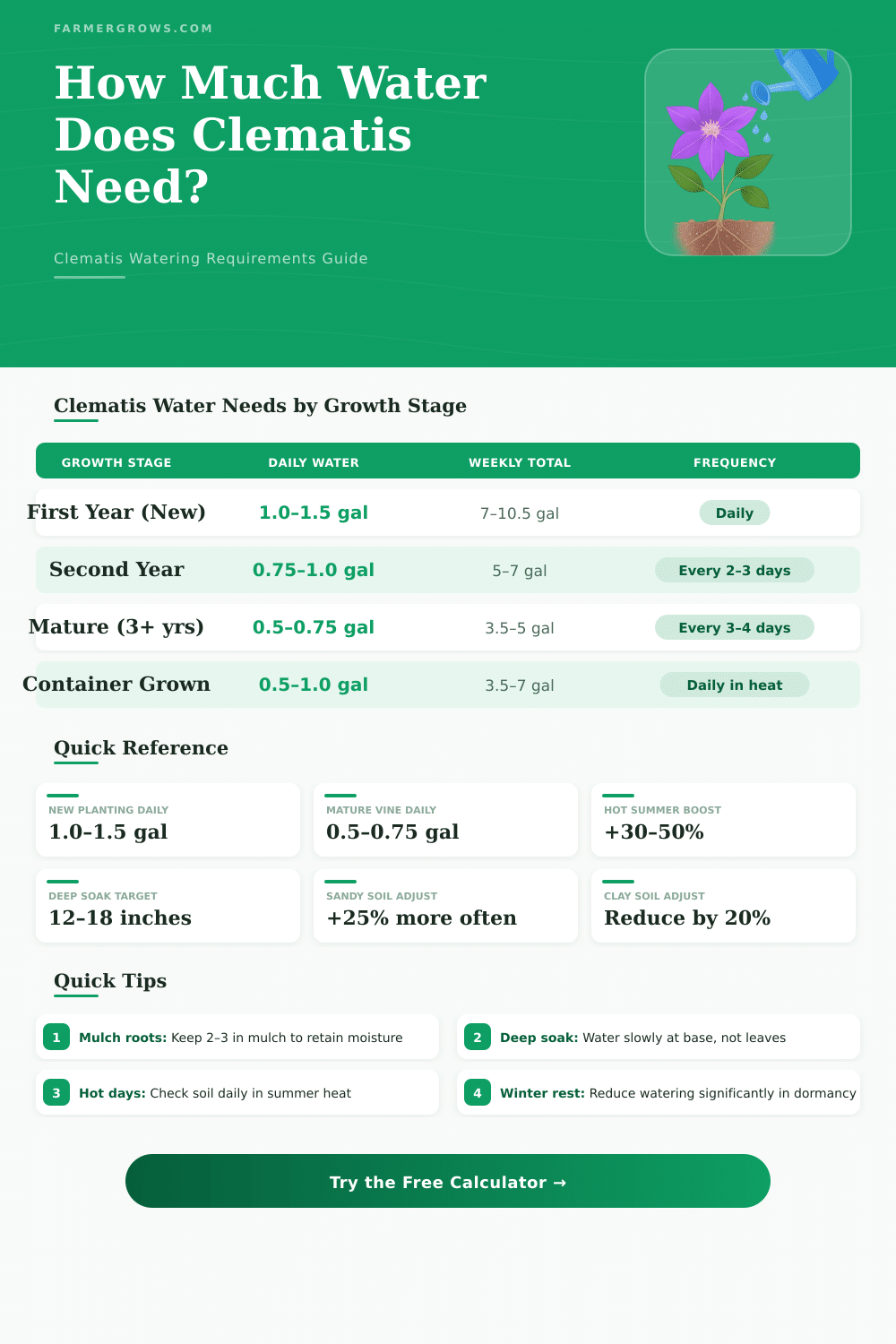 Clematis Water Calculator: How Much Water Do They Need