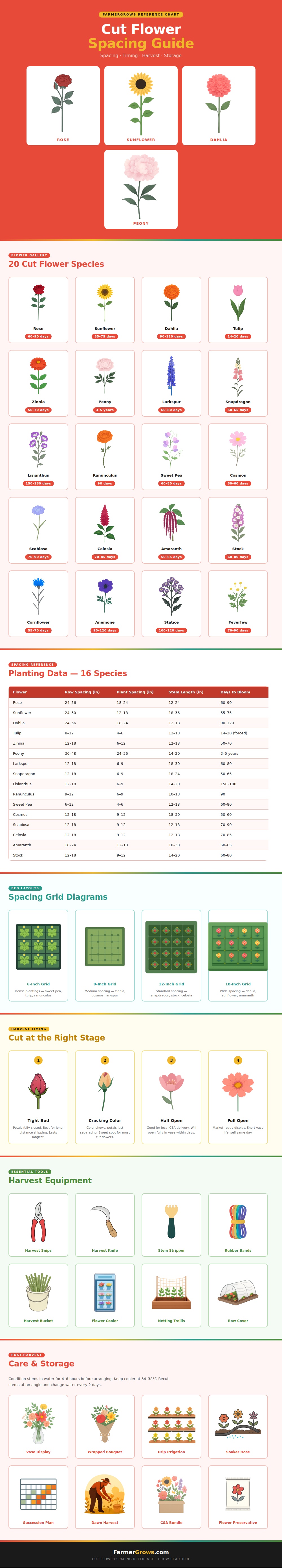 Cut Flower Spacing Chart