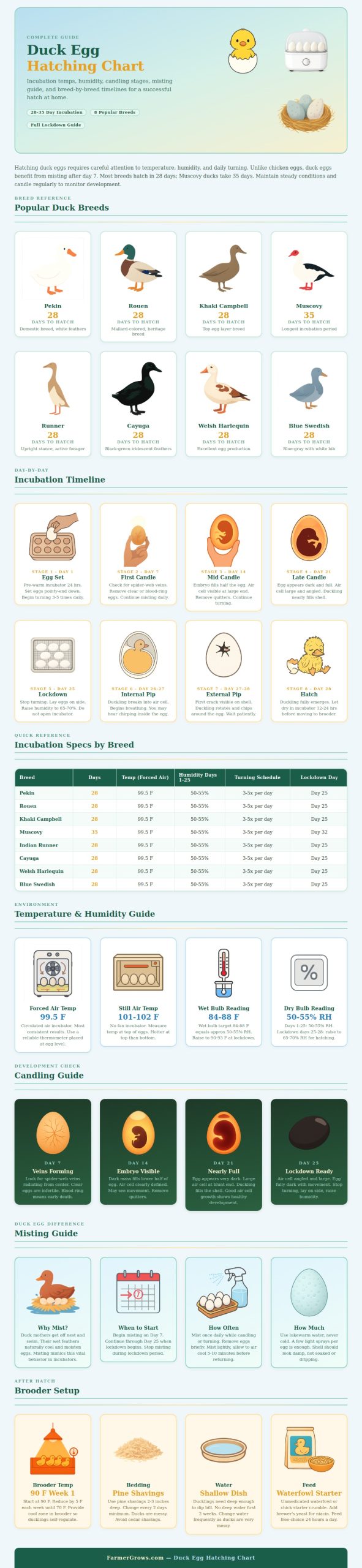 Duck Egg Hatching Chart - Farmer Grows
