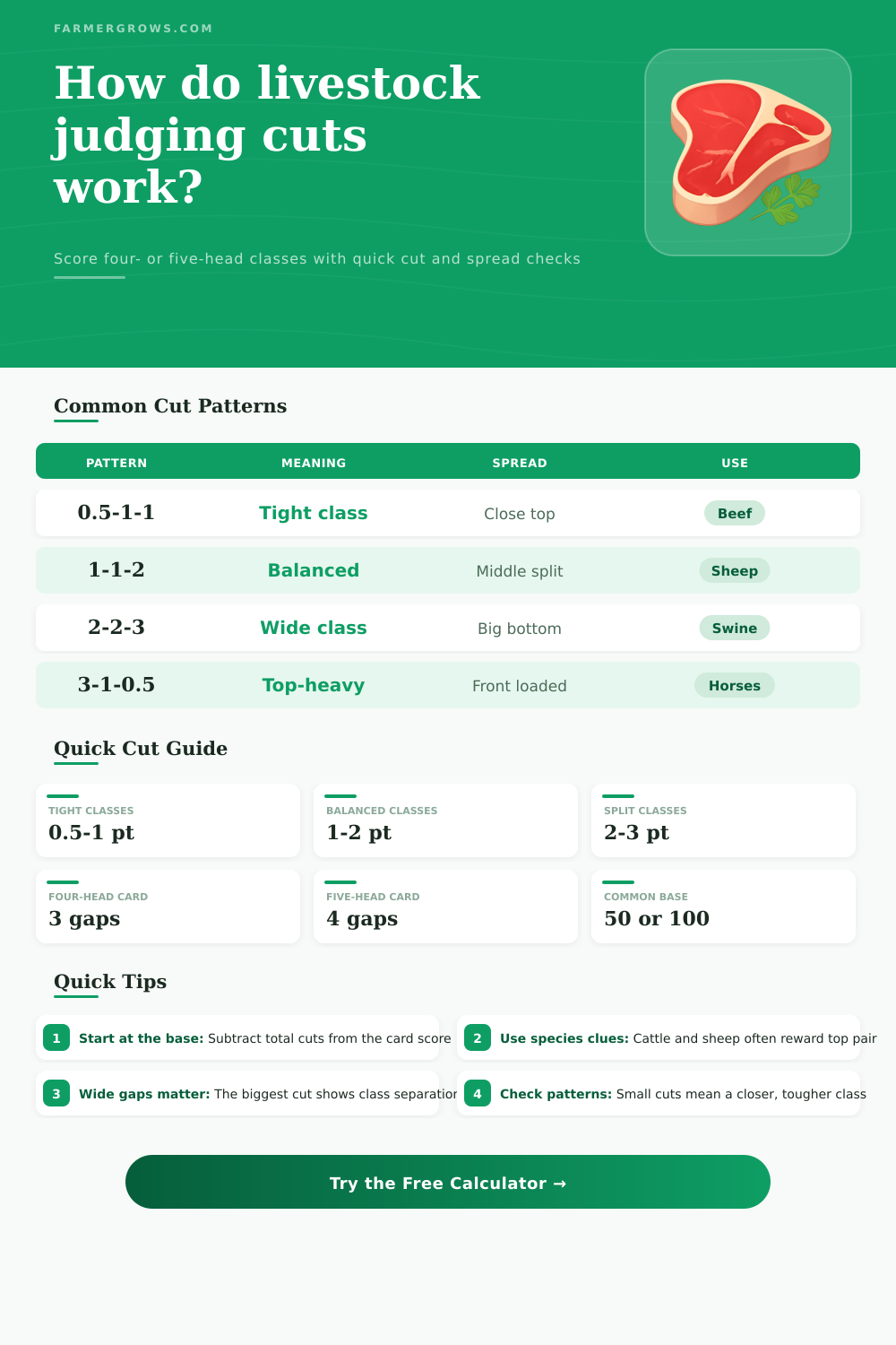 Livestock Judging Cuts Calculator