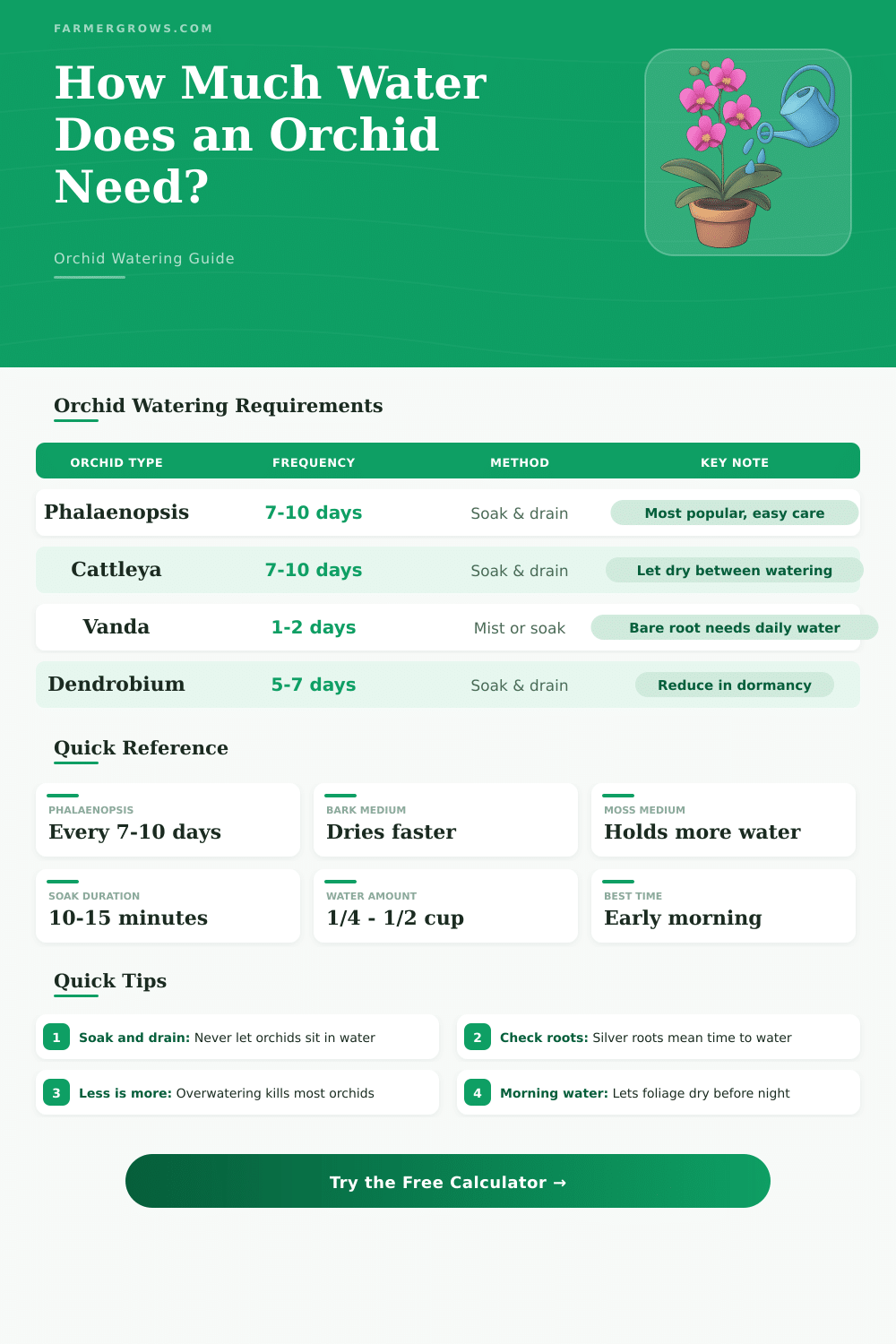 Orchid Watering Calculator: How Much Water Does Orchid Need