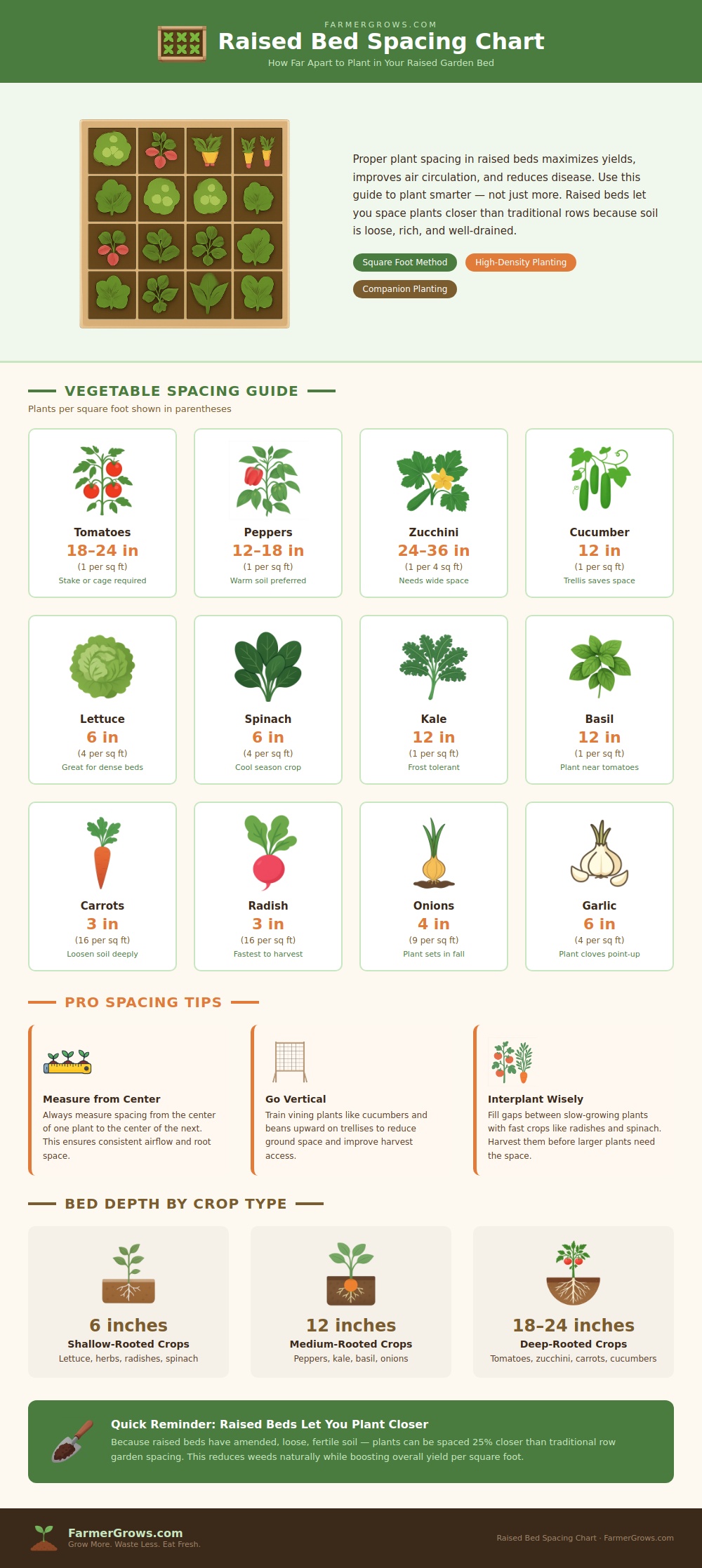Raised Bed Spacing Chart