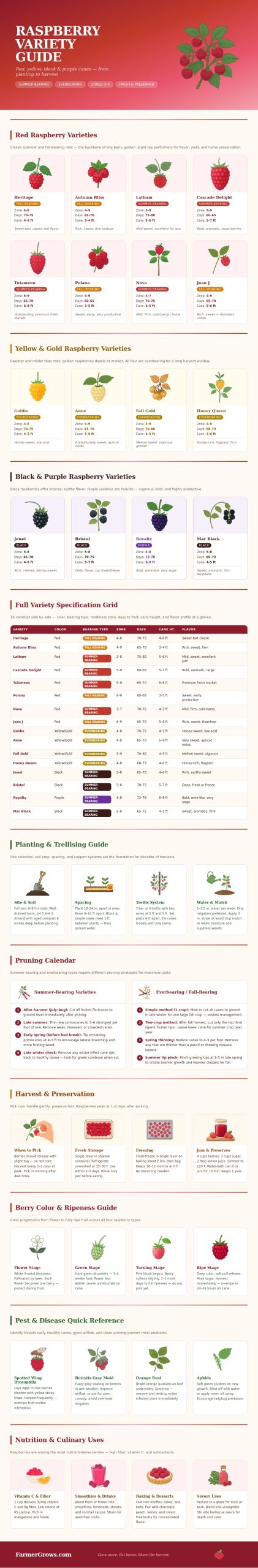 Raspberry Colour Development Chart Raspberry Variety Chart - Farmer Grows