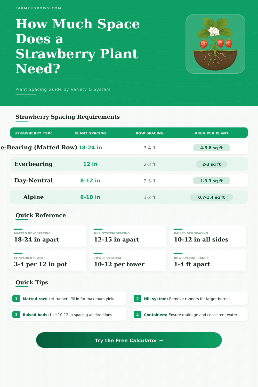Strawberry Plant Spacing Calculator: How Much Space Needed?