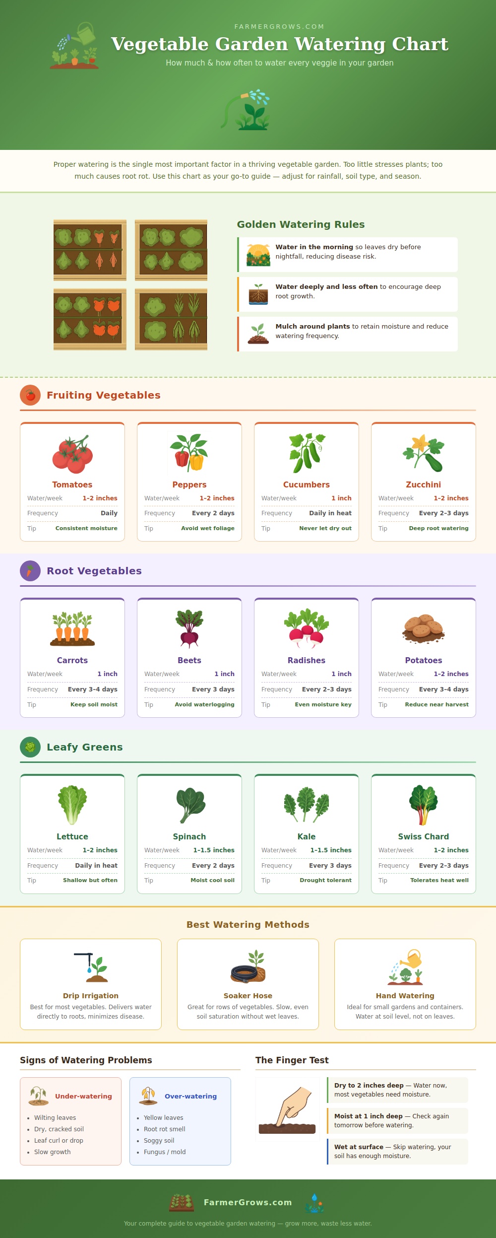 Vegetable Garden Watering Chart