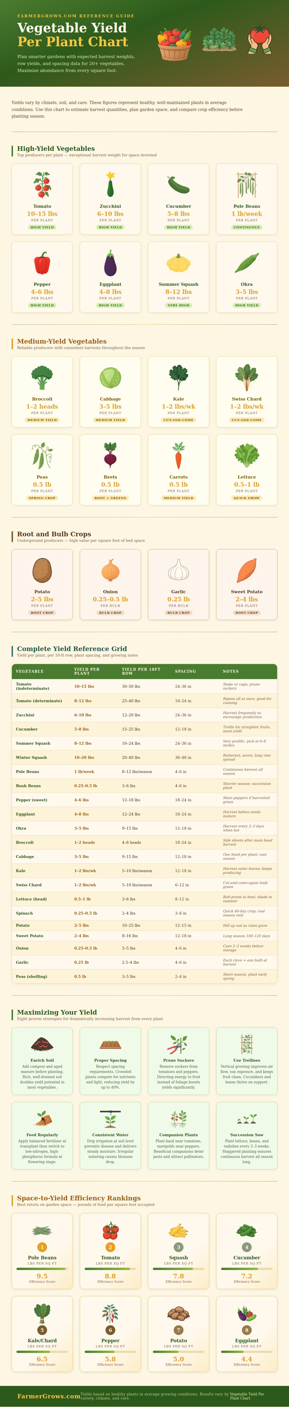 Vegetable Yield Per Plant Chart