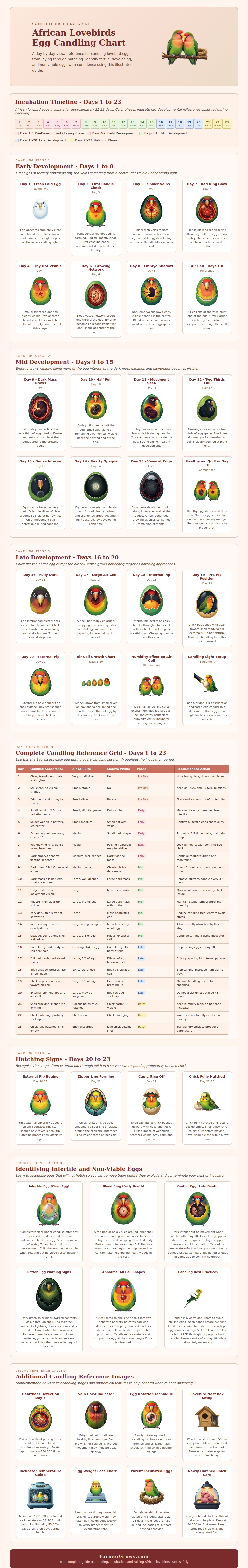 African Love Birds Egg Candling Chart