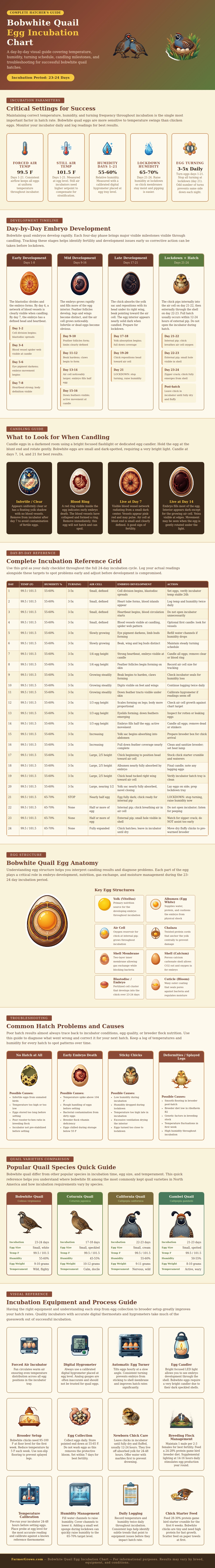 Bobwhite Quail Egg Incubation Chart
