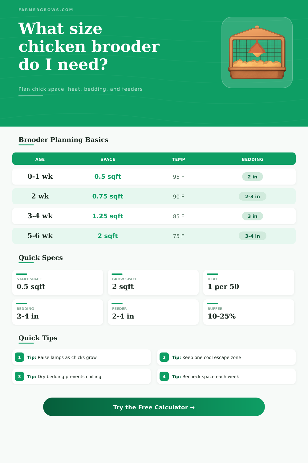 Chicken Brooder Size Calculator