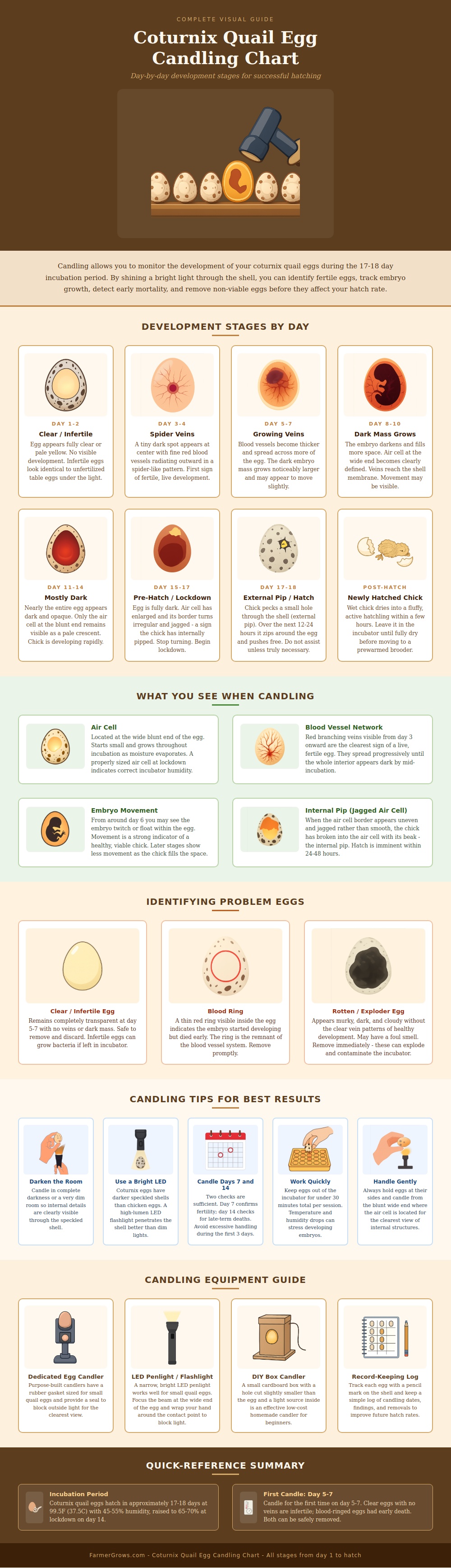 Coturnix Quail Egg Candling Chart