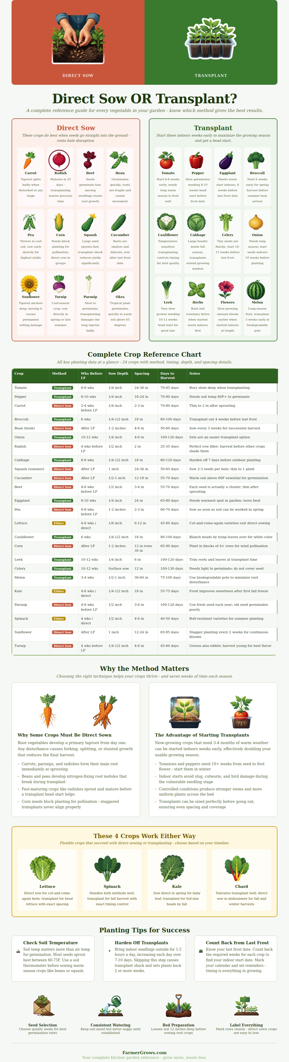 Direct Sow Or Transplant Chart