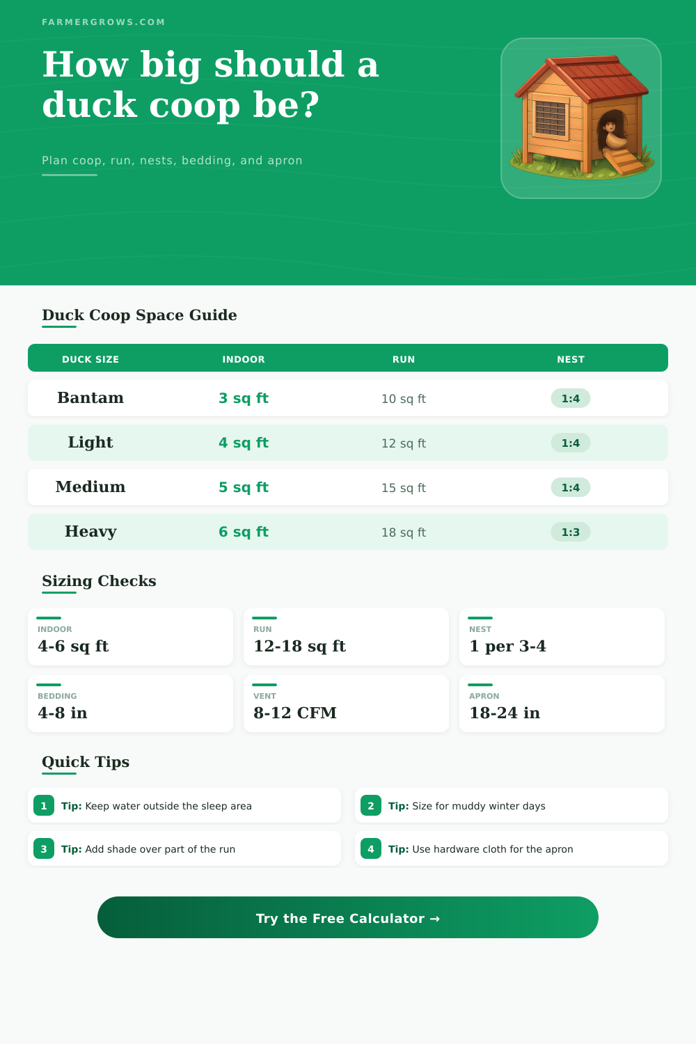 Duck Coop Size Calculator