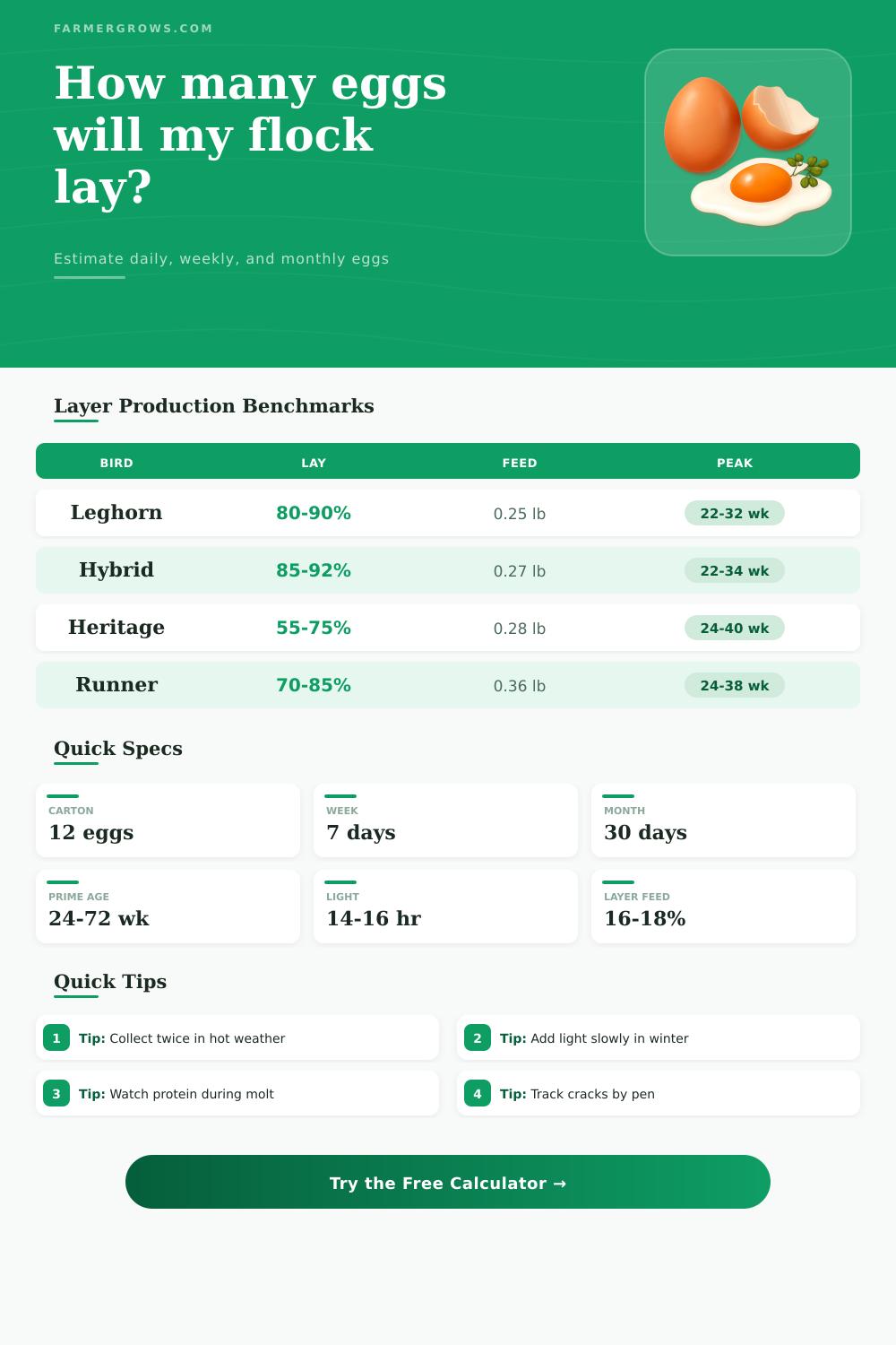 Egg Production Calculator for Hens and Ducks