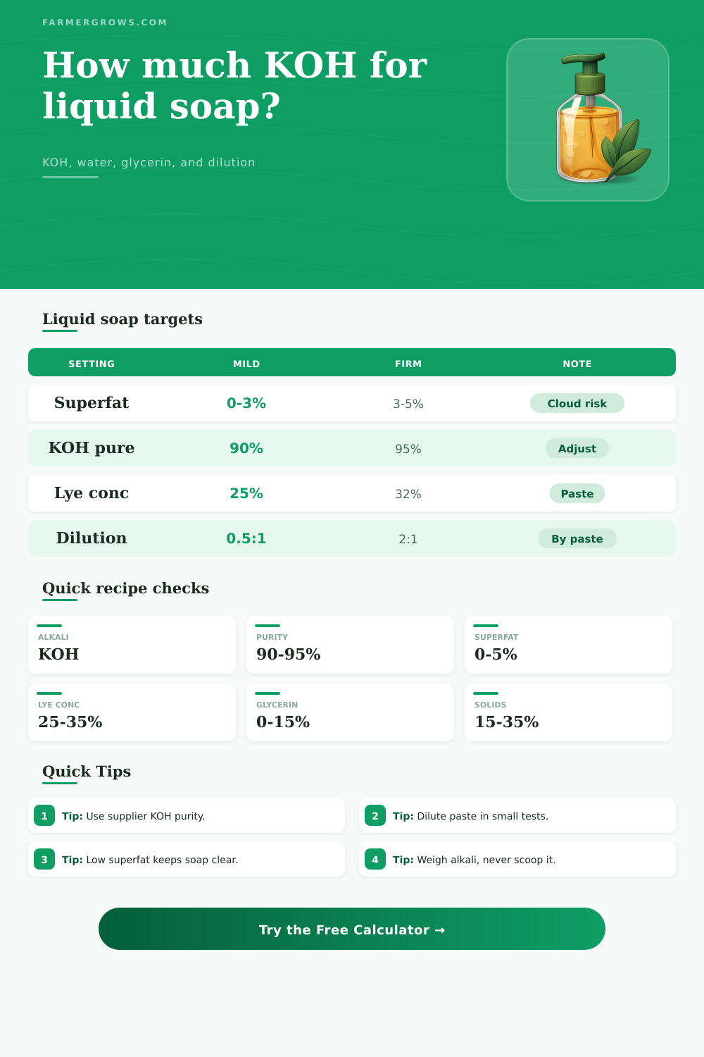 Liquid Soap Lye Calculator