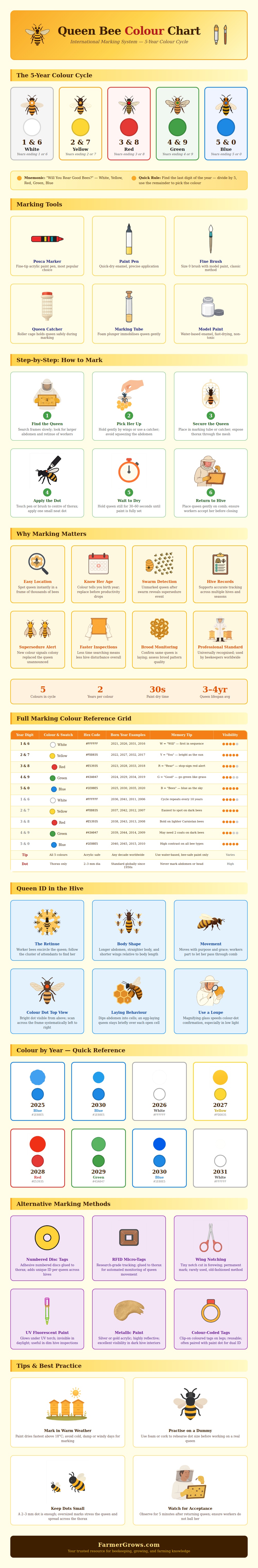 Queen Bee Colour Chart