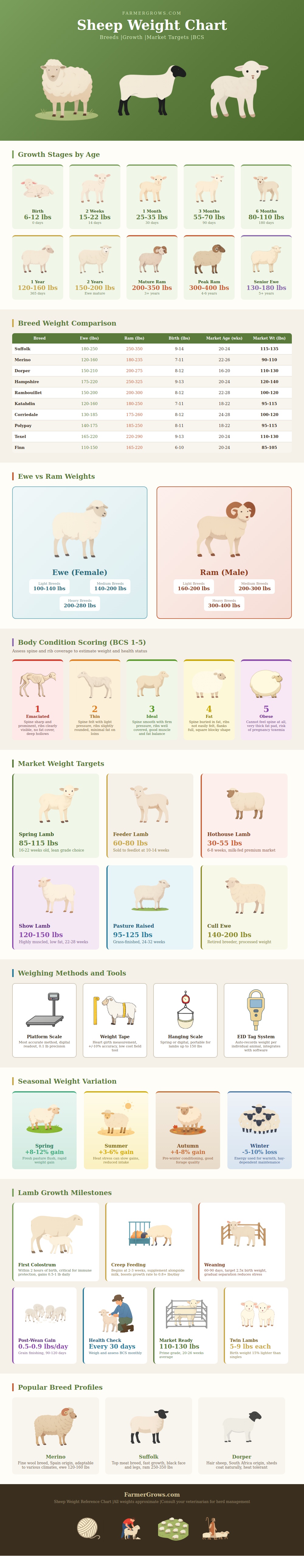 Sheep Weight Chart