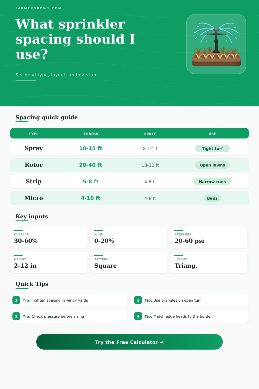 Sprinkler Spacing Calculator