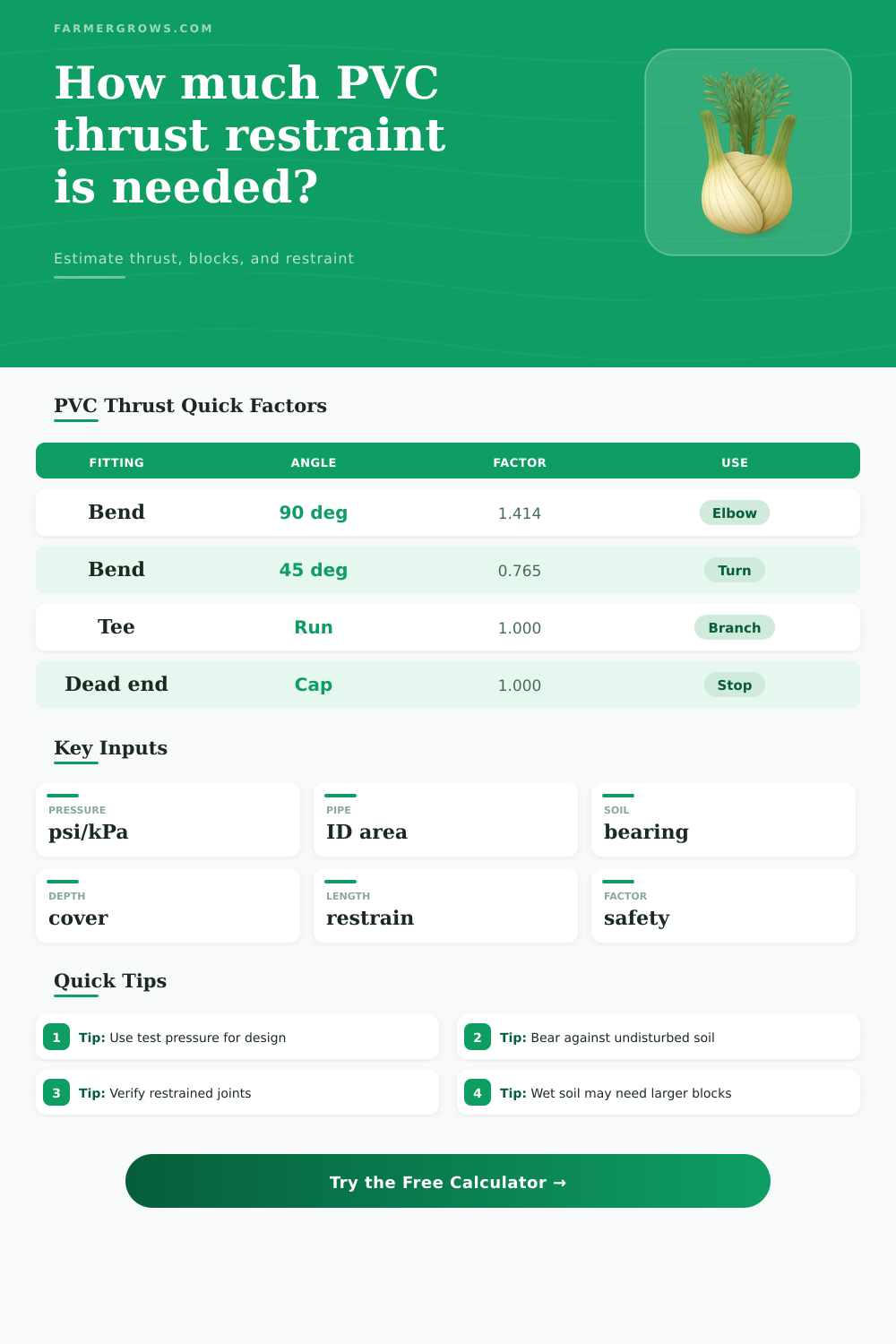 Thrust Restraint Calculator PVC Pipe