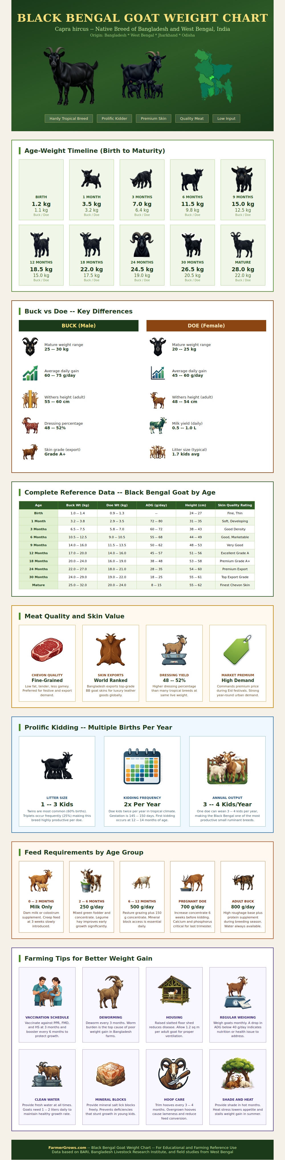 Black Bengal Goat Weight Chart