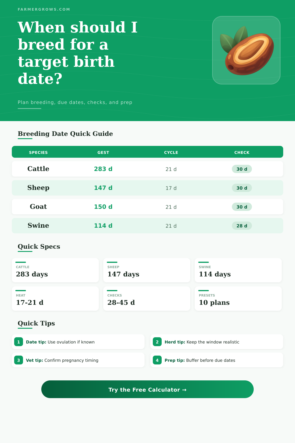 Breeding Date Calculator for Livestock