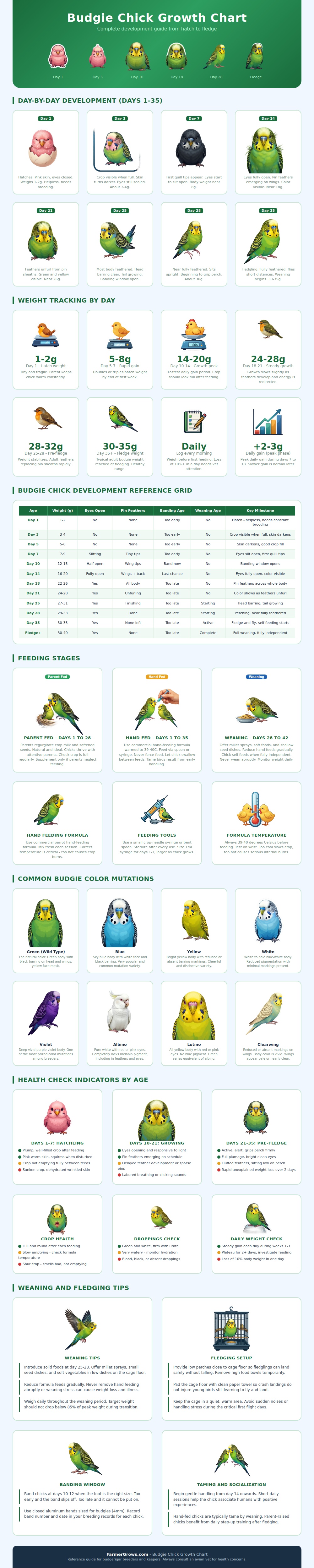 Budgie Chick Growth Chart
