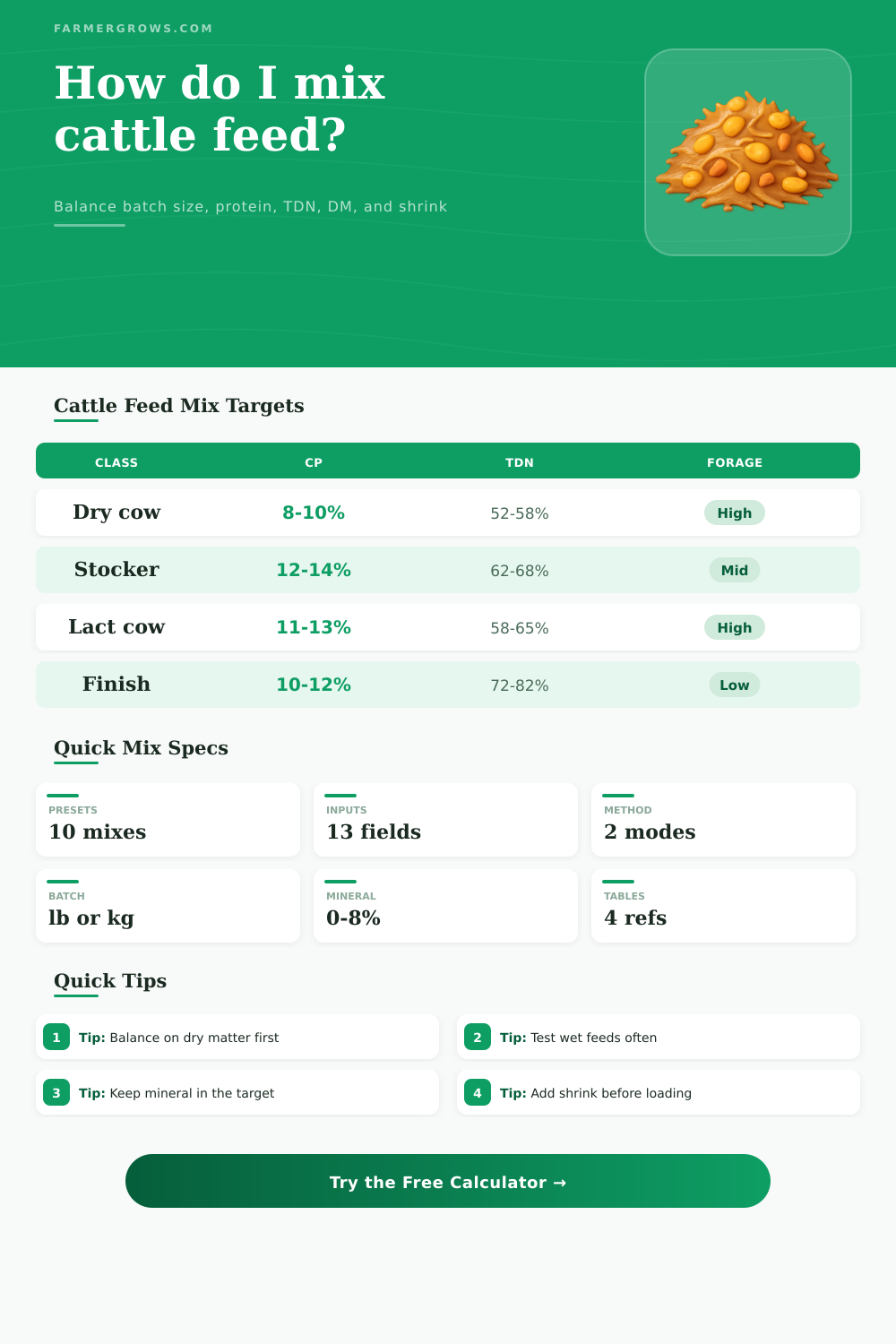 Cattle Feed Mix Calculator