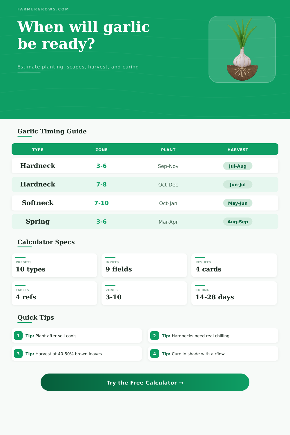 Garlic Growth Time Calculator