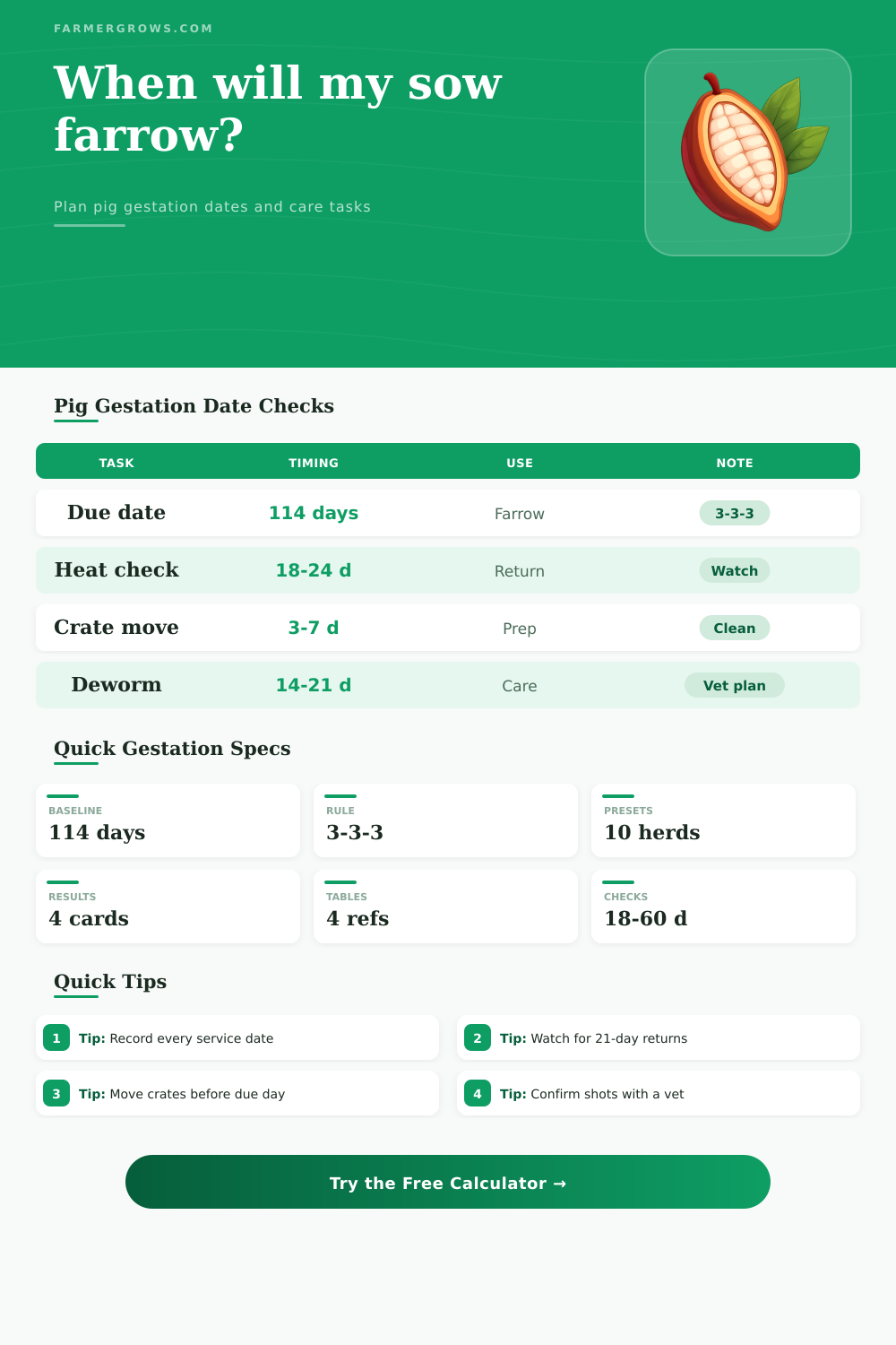 Gestation Calculator for Pigs