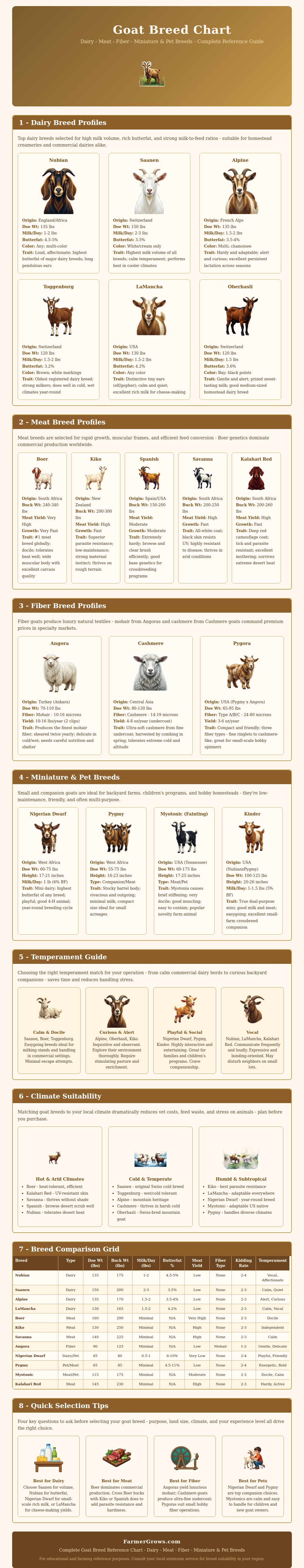 Goat Breed Chart