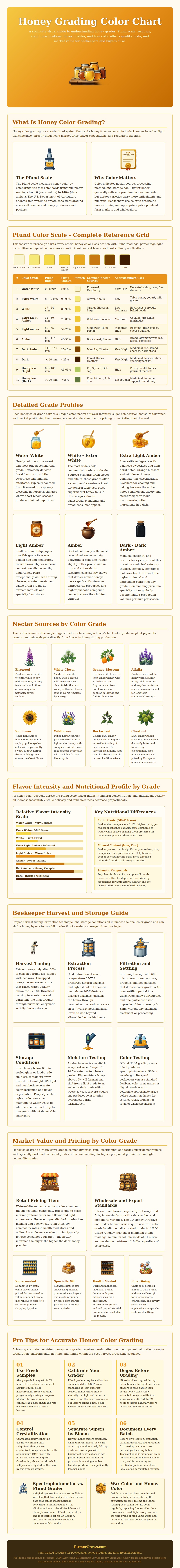 Honey Grading Color Chart