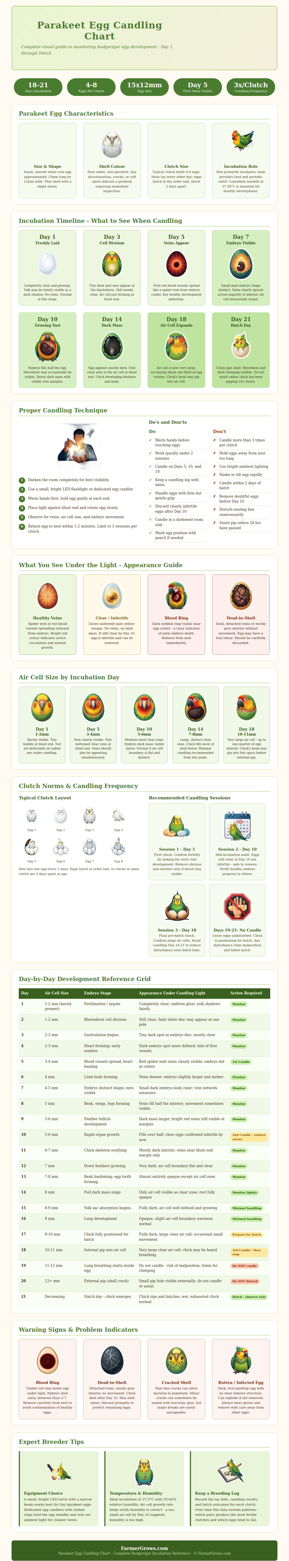 Parakeet Egg Candling Chart