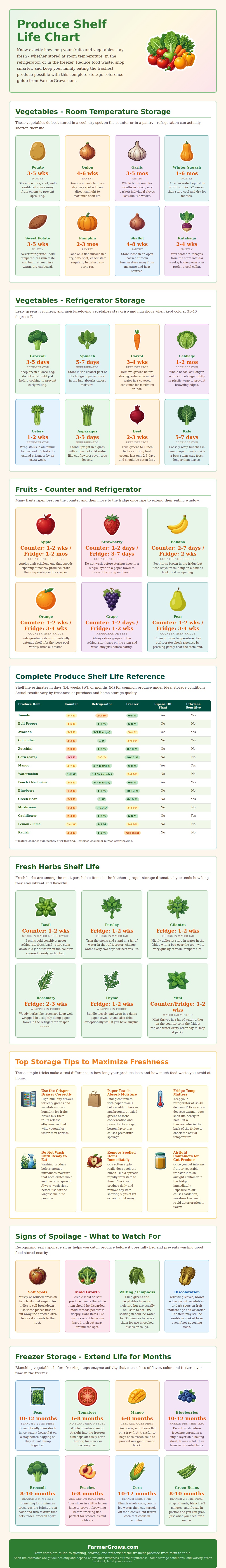 Produce Shelf Life Chart