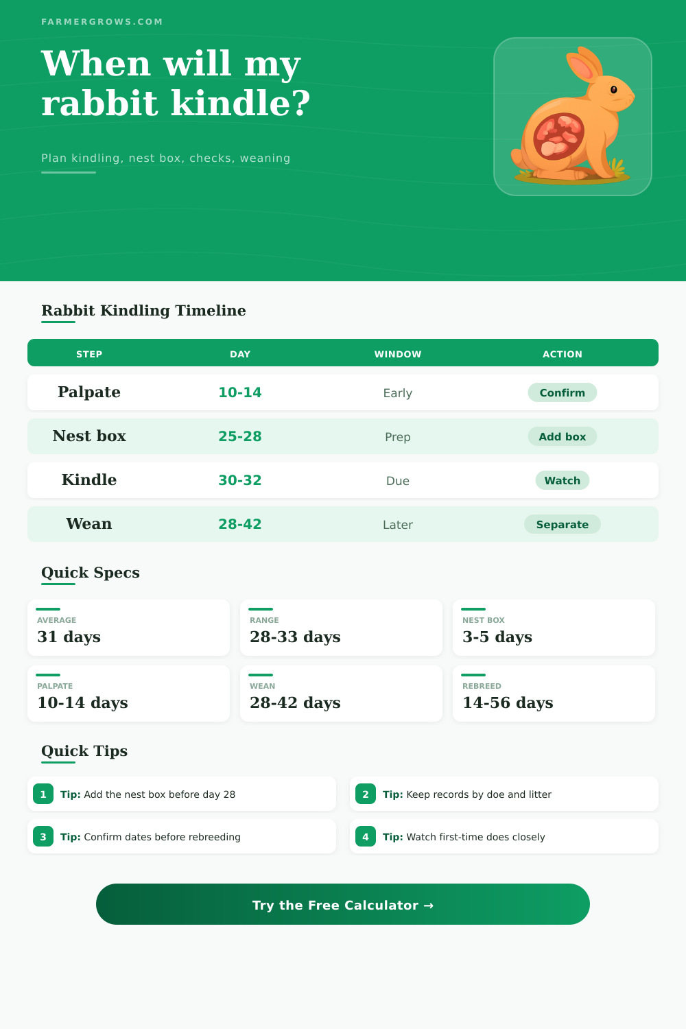 Rabbit Gestation Period Calculator