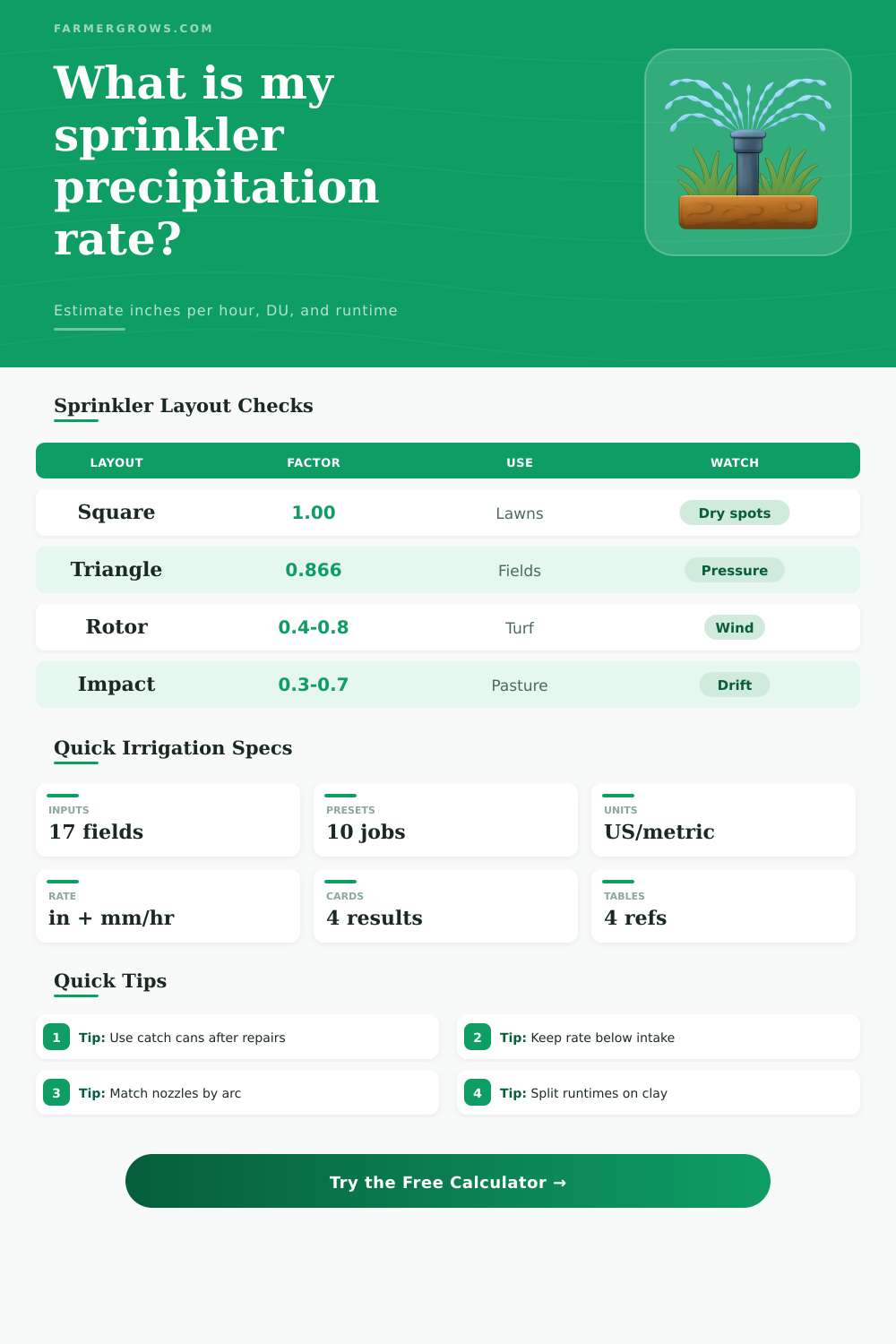 Sprinkler Precipitation Rate Calculator