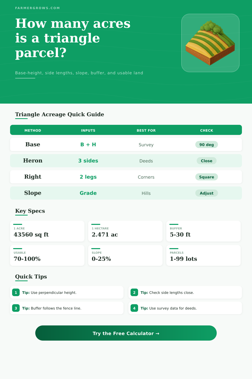 Triangle Acreage Calculator for Parcels