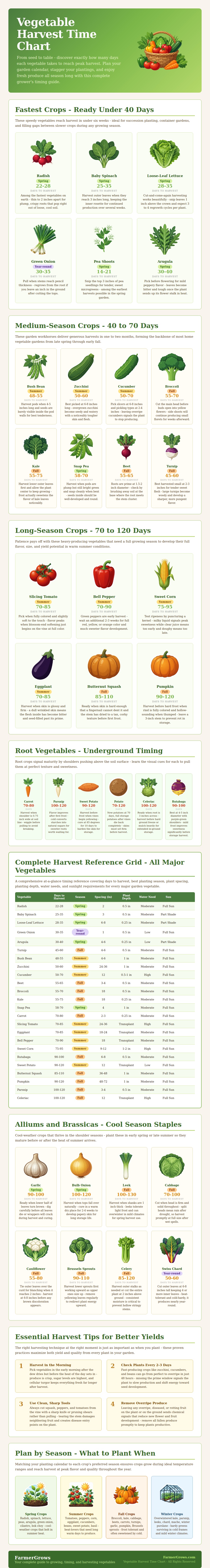 Vegetable Harvest Time Chart