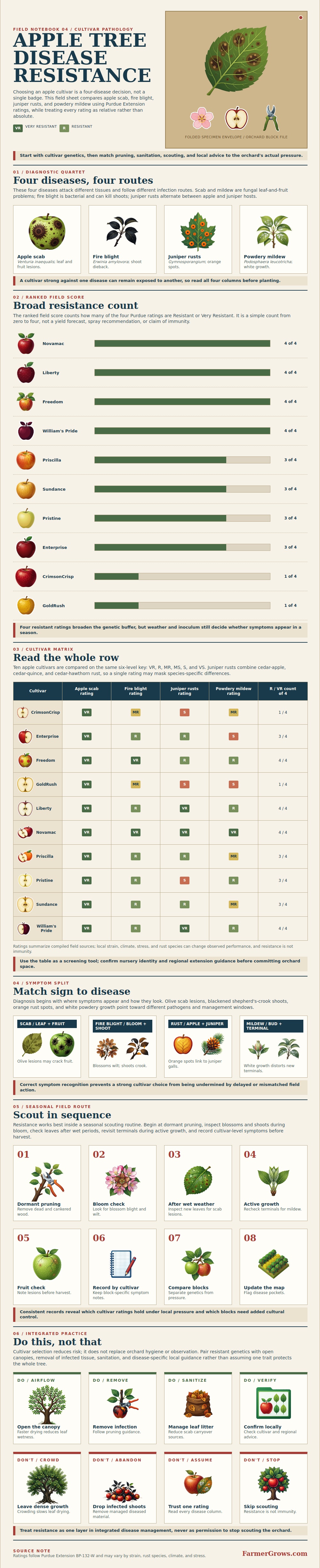 Apple Tree Disease Resistance Chart