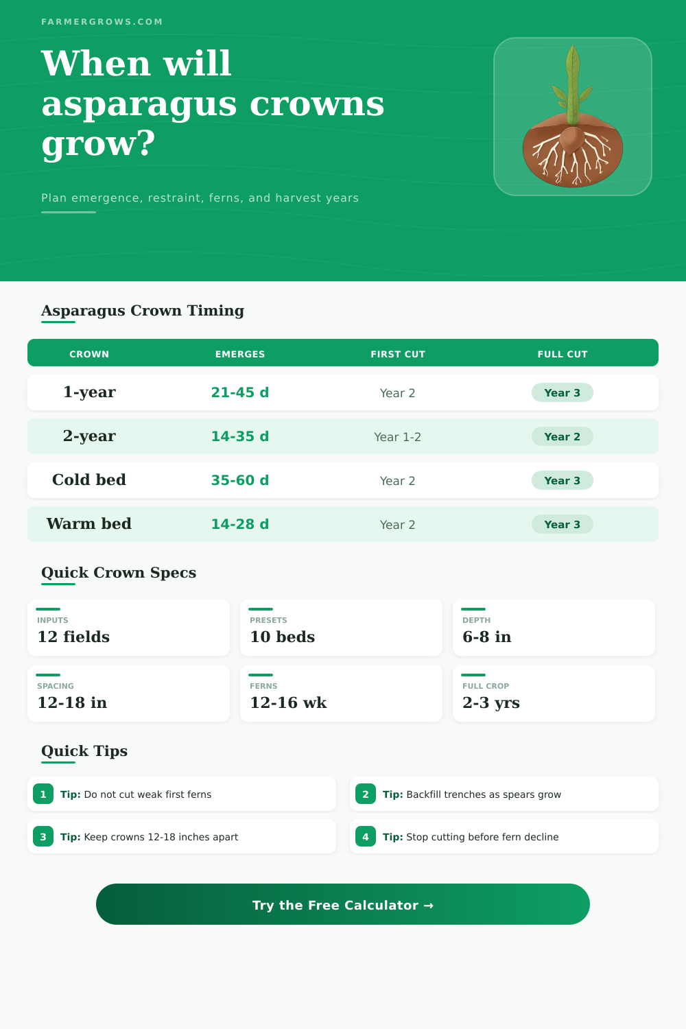 Asparagus Crown Growth Time Calculator